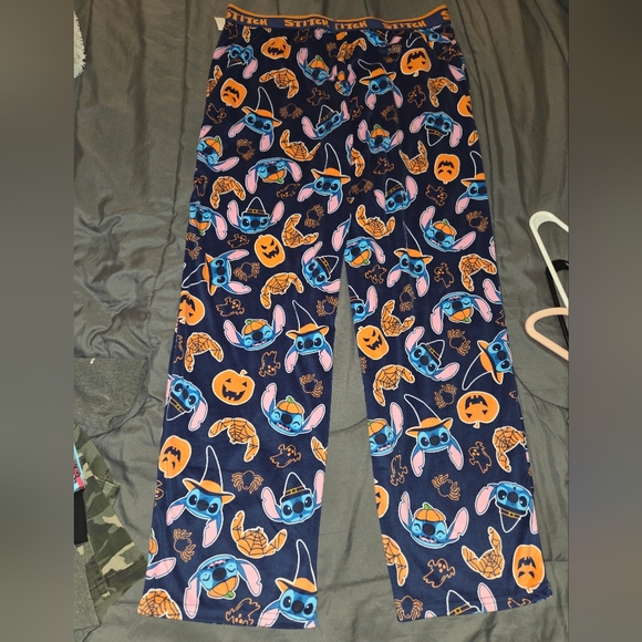 NWOT!! Disney Stitch Halloween Pajama Bottoms - Blue and Orange - Picture 2 of 3